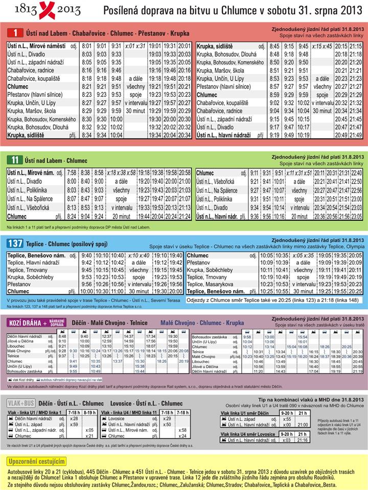 Zjednodušené jízdní řády. Kliknutím zvětšíte