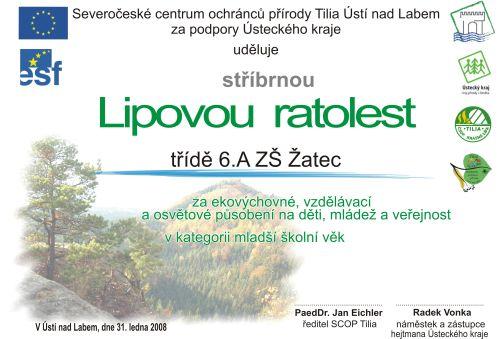 Diplom a ocenění za ekologii - Lipová ratolest 2007