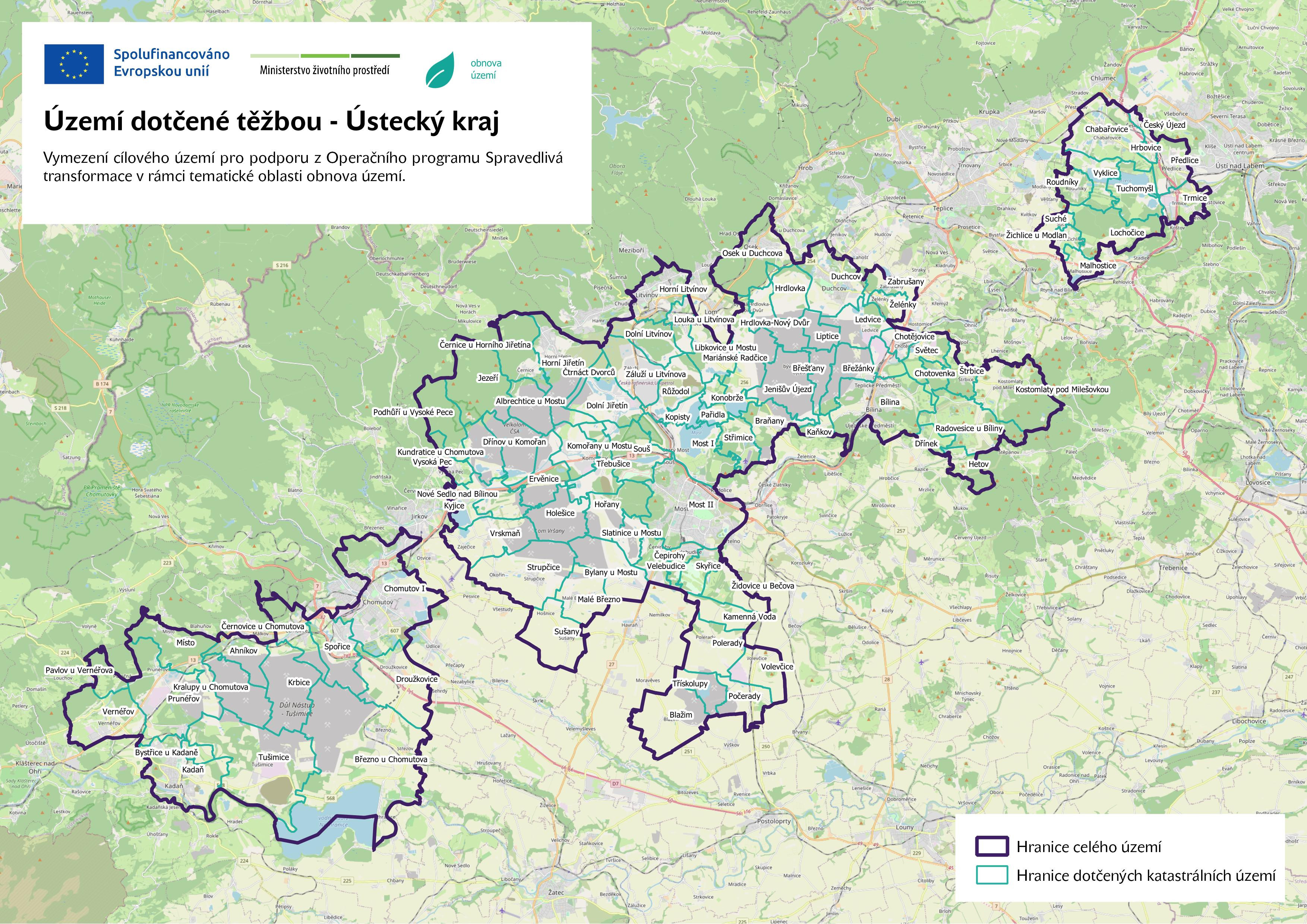 Mapa - vymezené území po těžbě - ULK