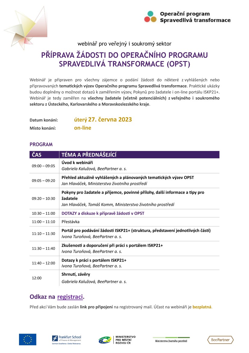 Webinář - příprava žádosti do OPST