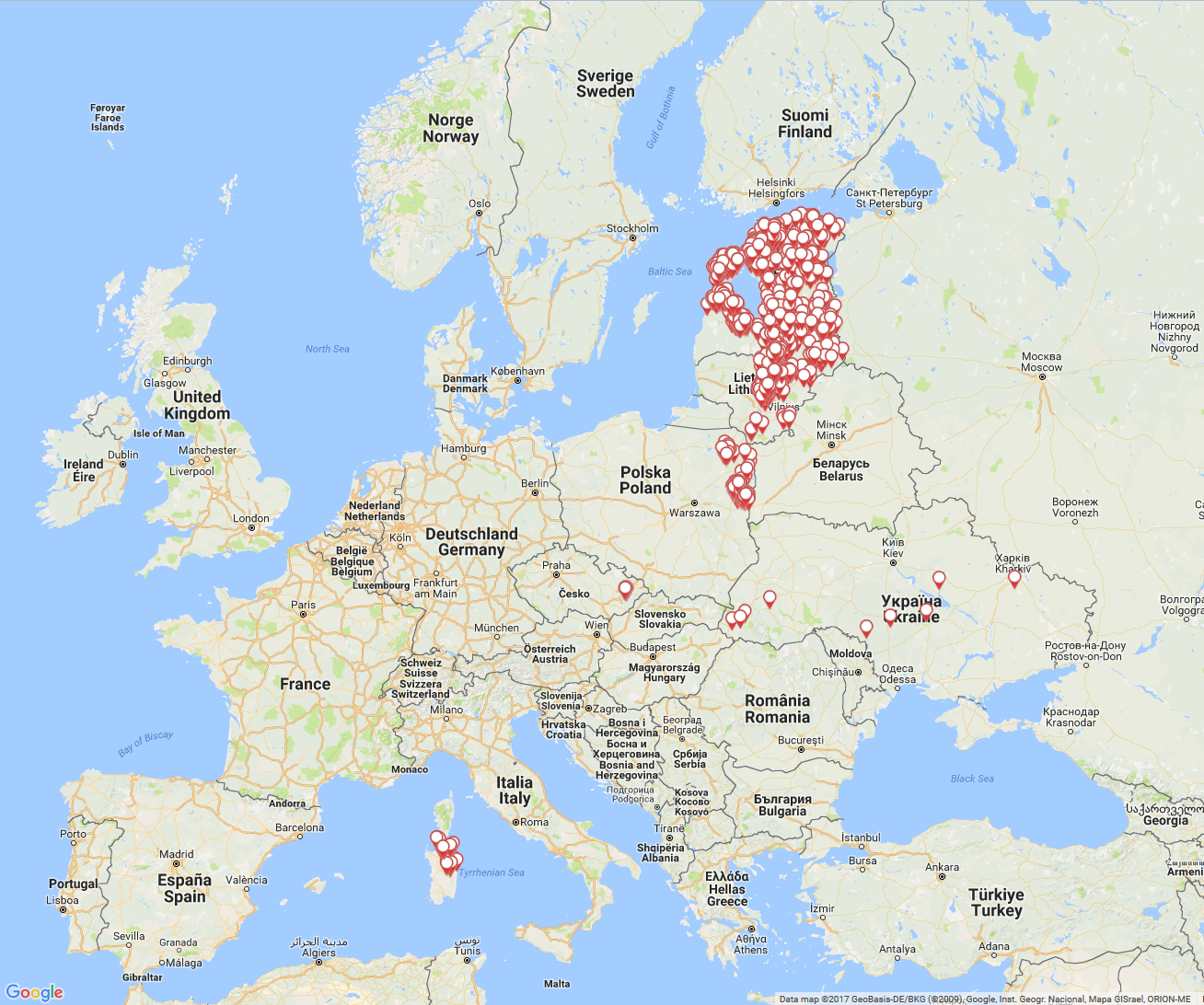 Aktuální nákazová situace v Evropě – dle ADNS – stav k 17.7.2017